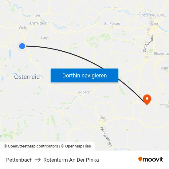 Pettenbach to Rotenturm An Der Pinka map