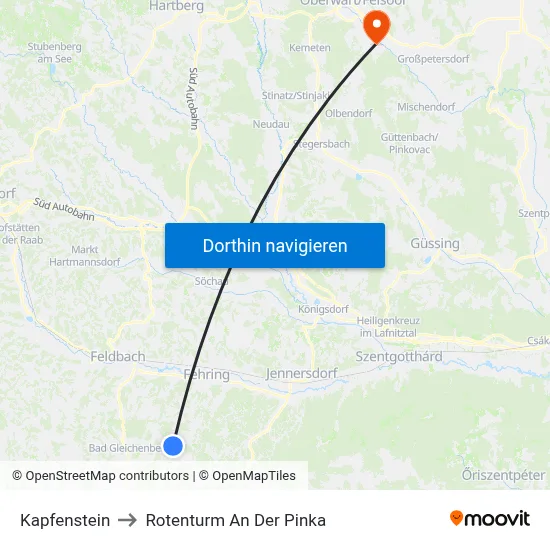 Kapfenstein to Rotenturm An Der Pinka map