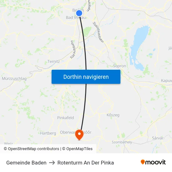 Gemeinde Baden to Rotenturm An Der Pinka map