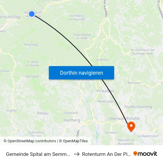 Gemeinde Spital am Semmering to Rotenturm An Der Pinka map