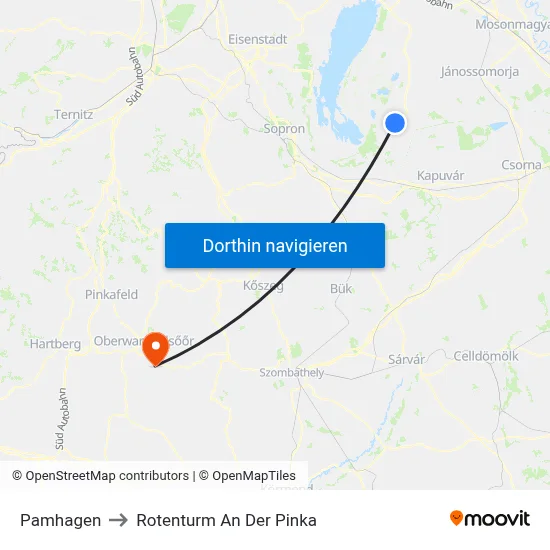 Pamhagen to Rotenturm An Der Pinka map