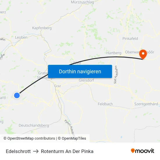 Edelschrott to Rotenturm An Der Pinka map