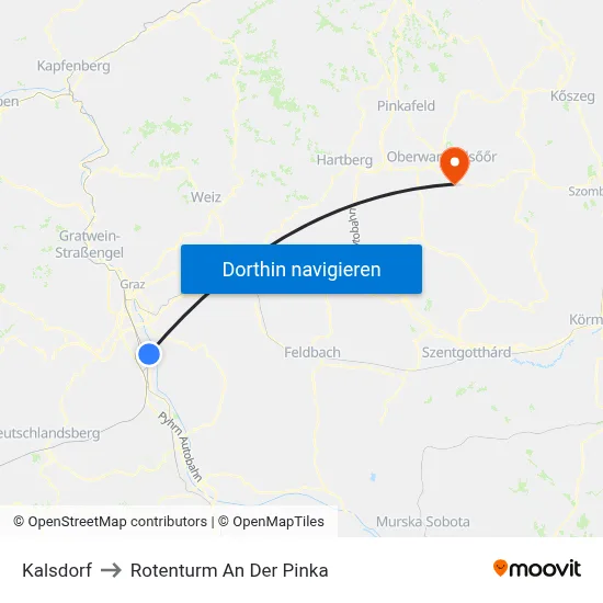 Kalsdorf to Rotenturm An Der Pinka map
