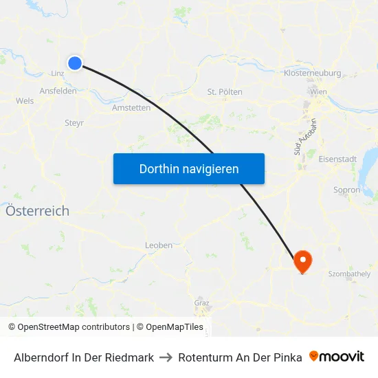 Alberndorf In Der Riedmark to Rotenturm An Der Pinka map