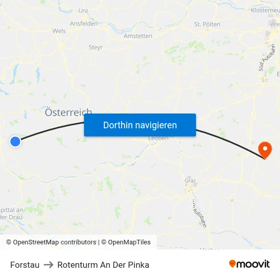 Forstau to Rotenturm An Der Pinka map