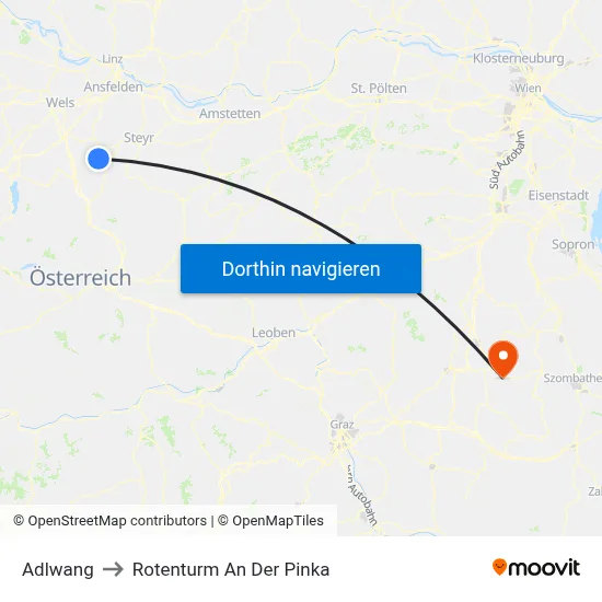 Adlwang to Rotenturm An Der Pinka map