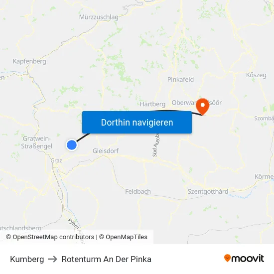 Kumberg to Rotenturm An Der Pinka map
