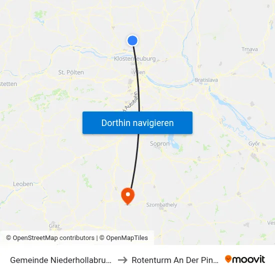 Gemeinde Niederhollabrunn to Rotenturm An Der Pinka map