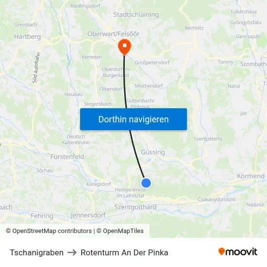 Tschanigraben to Rotenturm An Der Pinka map