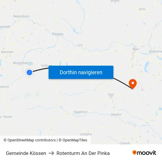 Gemeinde Kössen to Rotenturm An Der Pinka map