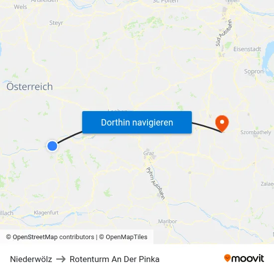 Niederwölz to Rotenturm An Der Pinka map