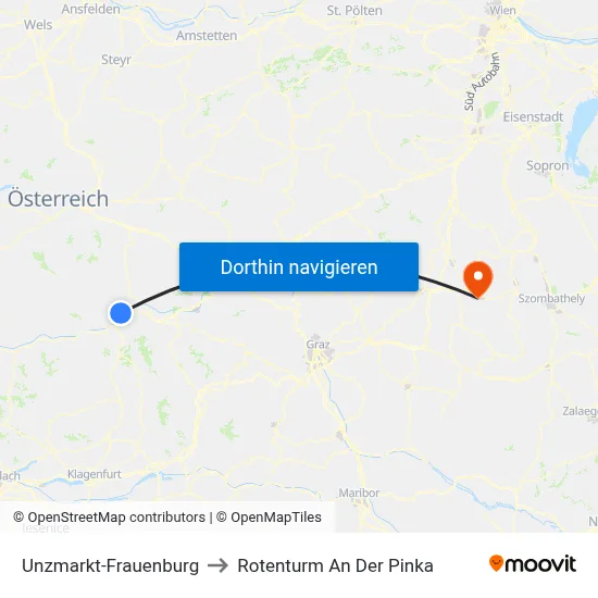 Unzmarkt-Frauenburg to Rotenturm An Der Pinka map