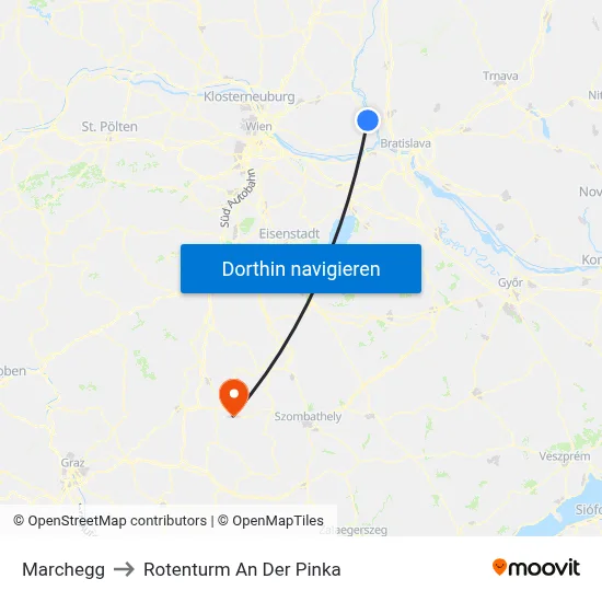 Marchegg to Rotenturm An Der Pinka map