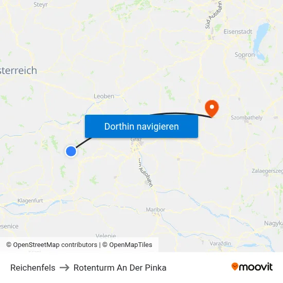 Reichenfels to Rotenturm An Der Pinka map