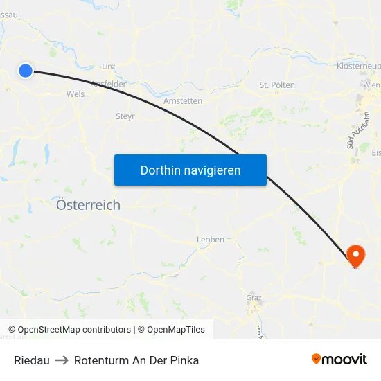 Riedau to Rotenturm An Der Pinka map