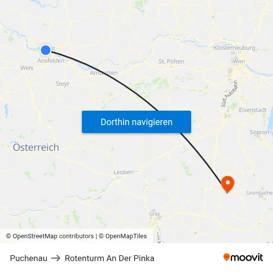 Puchenau to Rotenturm An Der Pinka map