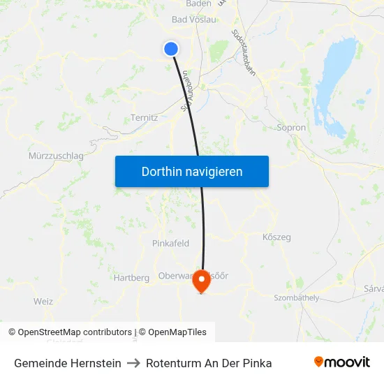 Gemeinde Hernstein to Rotenturm An Der Pinka map