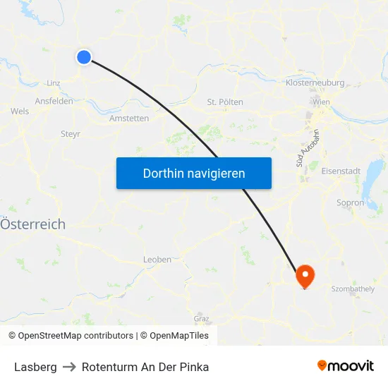 Lasberg to Rotenturm An Der Pinka map