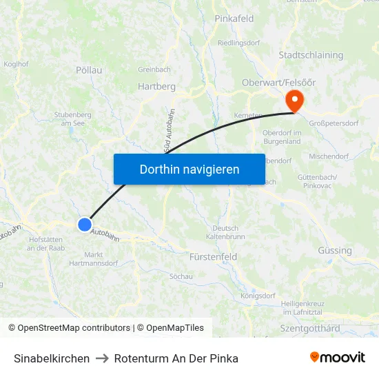 Sinabelkirchen to Rotenturm An Der Pinka map