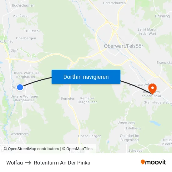 Wolfau to Rotenturm An Der Pinka map