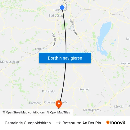 Gemeinde Gumpoldskirchen to Rotenturm An Der Pinka map