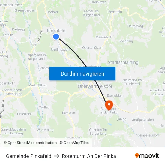 Gemeinde Pinkafeld to Rotenturm An Der Pinka map