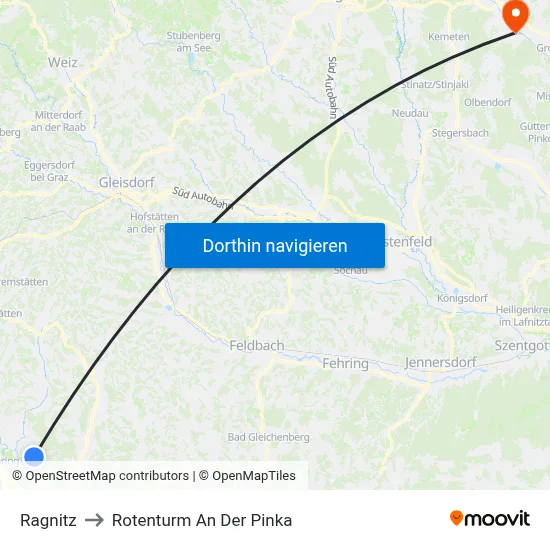 Ragnitz to Rotenturm An Der Pinka map
