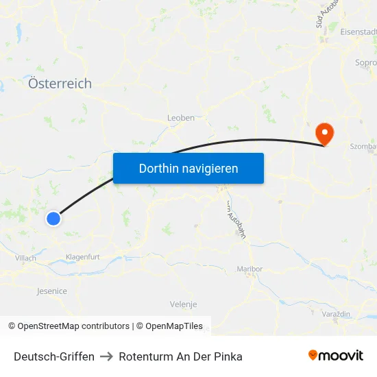 Deutsch-Griffen to Rotenturm An Der Pinka map