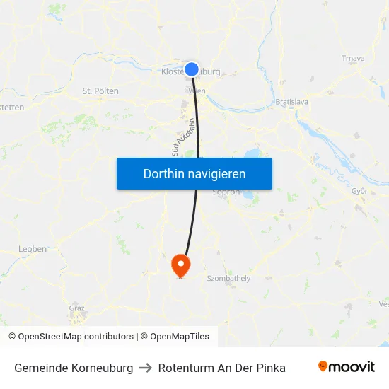 Gemeinde Korneuburg to Rotenturm An Der Pinka map