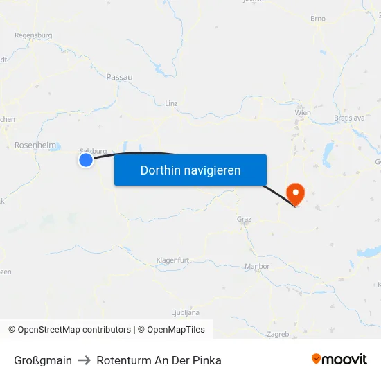 Großgmain to Rotenturm An Der Pinka map