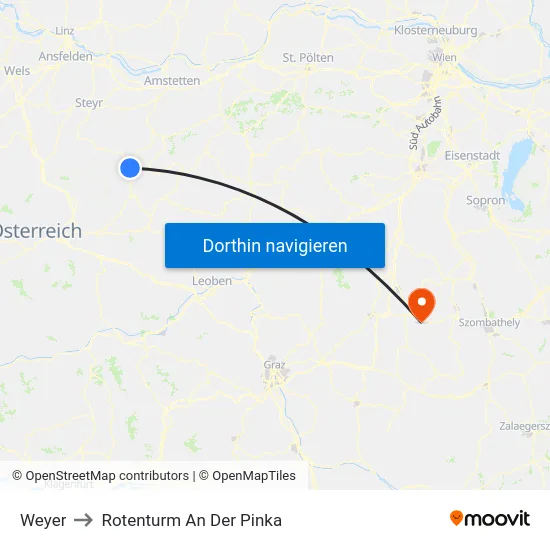 Weyer to Rotenturm An Der Pinka map