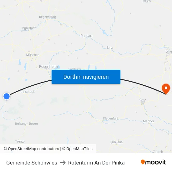 Gemeinde Schönwies to Rotenturm An Der Pinka map
