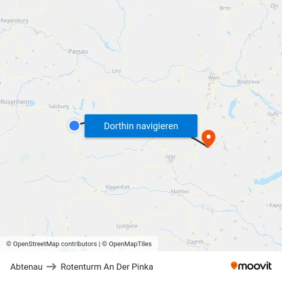 Abtenau to Rotenturm An Der Pinka map