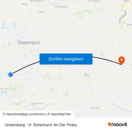 Unternberg to Rotenturm An Der Pinka map