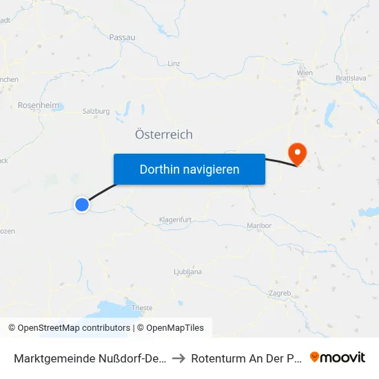 Marktgemeinde Nußdorf-Debant to Rotenturm An Der Pinka map