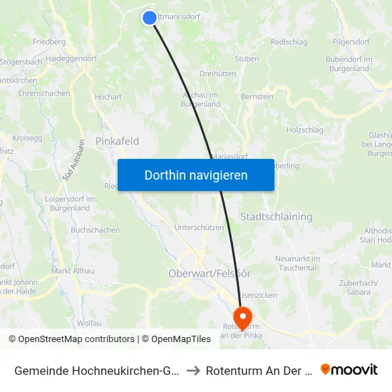 Gemeinde Hochneukirchen-Gschaidt to Rotenturm An Der Pinka map