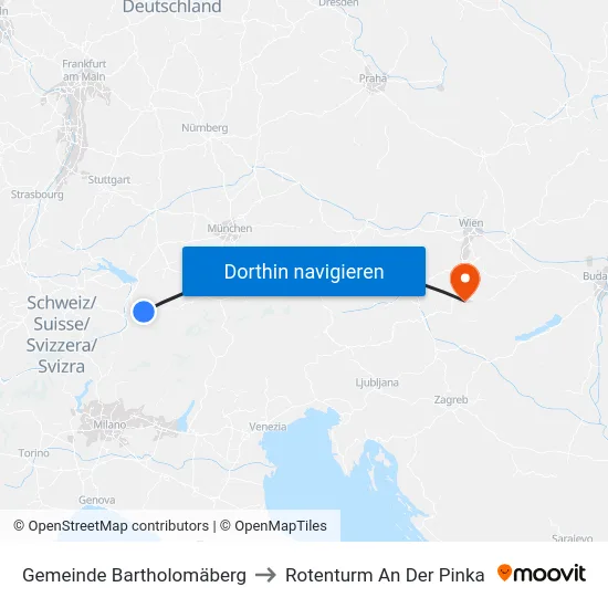 Gemeinde Bartholomäberg to Rotenturm An Der Pinka map