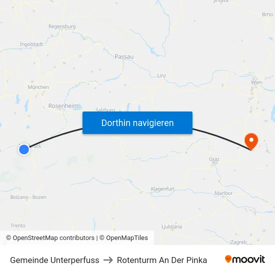 Gemeinde Unterperfuss to Rotenturm An Der Pinka map
