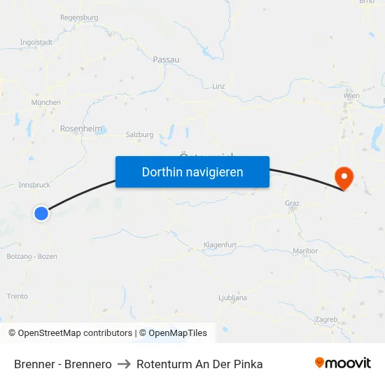 Brenner - Brennero to Rotenturm An Der Pinka map