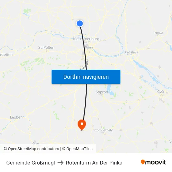 Gemeinde Großmugl to Rotenturm An Der Pinka map