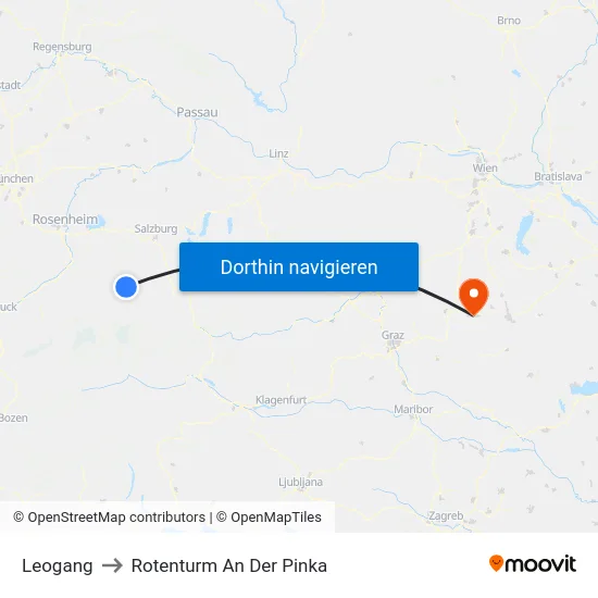 Leogang to Rotenturm An Der Pinka map