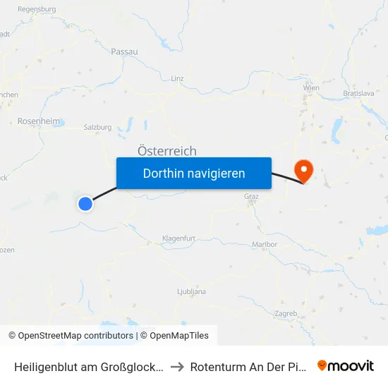 Heiligenblut am Großglockner to Rotenturm An Der Pinka map