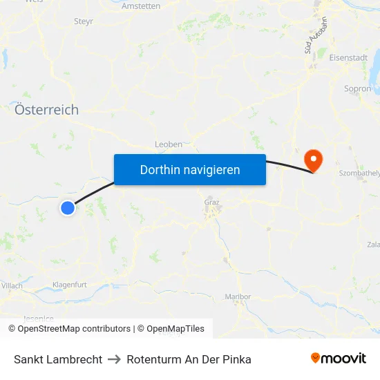 Sankt Lambrecht to Rotenturm An Der Pinka map