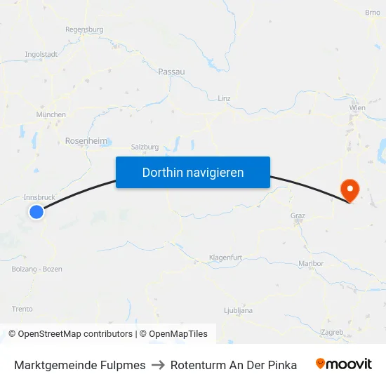 Marktgemeinde Fulpmes to Rotenturm An Der Pinka map