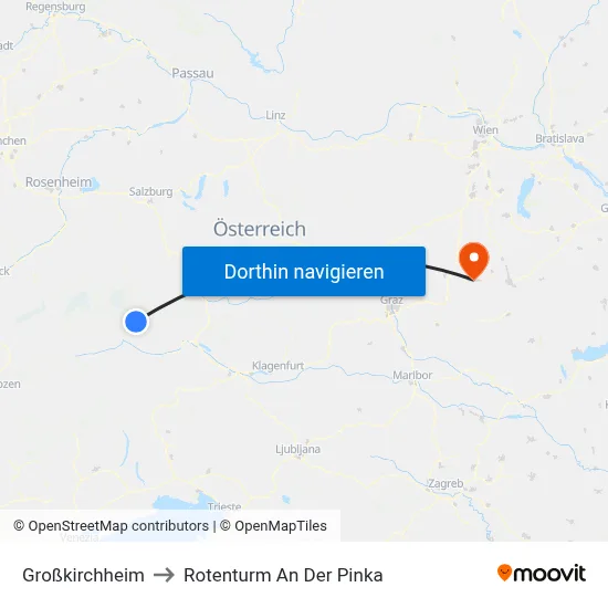Großkirchheim to Rotenturm An Der Pinka map