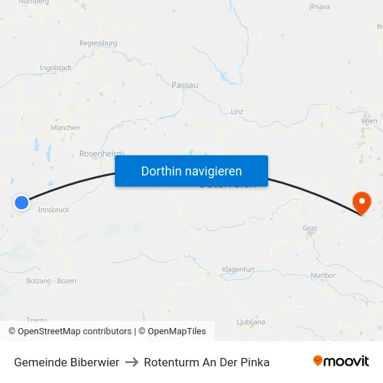 Gemeinde Biberwier to Rotenturm An Der Pinka map