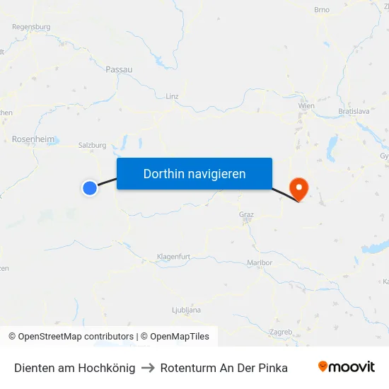 Dienten am Hochkönig to Rotenturm An Der Pinka map