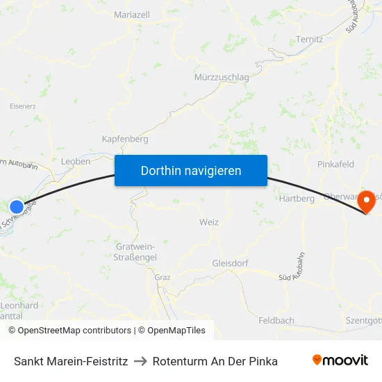 Sankt Marein-Feistritz to Rotenturm An Der Pinka map