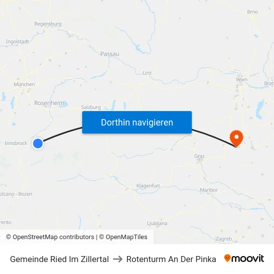 Gemeinde Ried Im Zillertal to Rotenturm An Der Pinka map