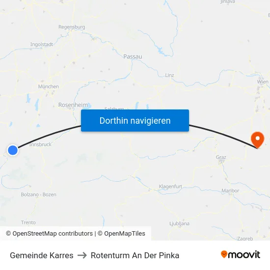 Gemeinde Karres to Rotenturm An Der Pinka map